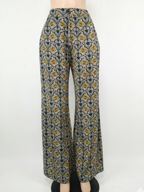 Valija Summer Size S Printed Wide-Leg Women's Pants in Olive & Navy